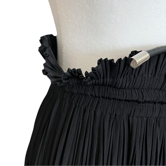 A.L.C Size 6 Black Everly Long Pleated High Ruffled Waist Tie Maxi Skirt NWT - Picture 8 of 13